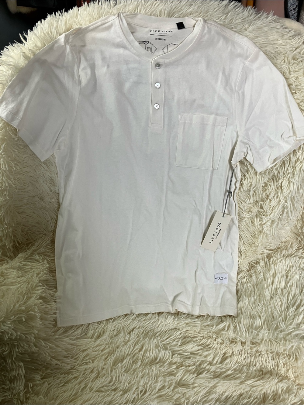 Five Four White Short-Sleeve Henley with Pocket